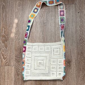 Multicolor crochet floral knit purse/tote bag